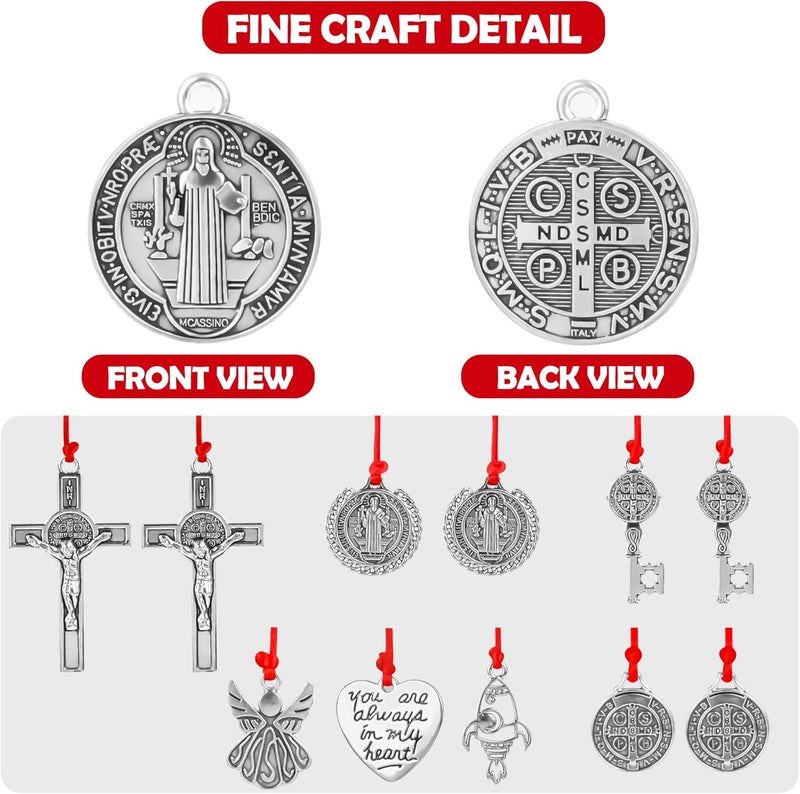 ABSONE Store 2 Pack Saint Benedict Medal Protection Blessing Charm, St Benedict Crucifix, Protection Catholic Charm Amulet with Crucifix for Men Women, Car Rear View Mirror, Home Decor & Religious Gifts - Image 3